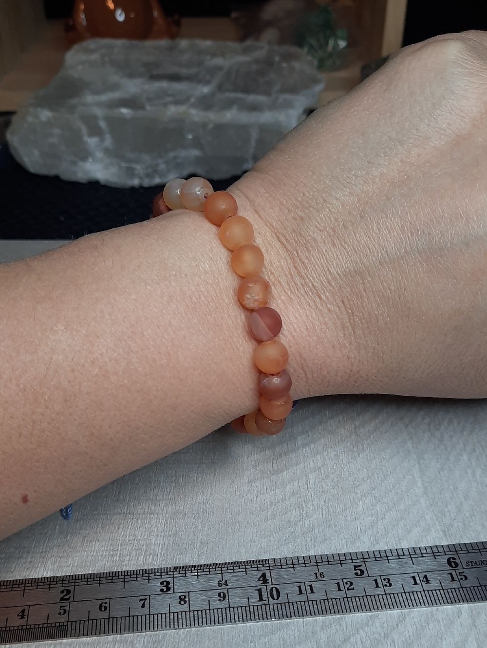 8mm Matte Carnelian Round Bead Strand - 8" #14 - Picture 3 of 4
